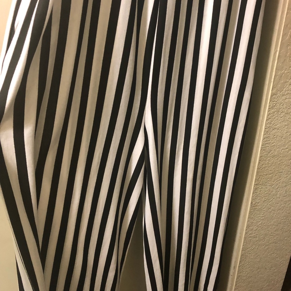 Off the shoulder striped jumpsuit
